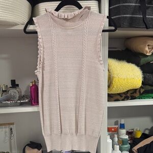 Chelsea & Violet Ruffle Trim Sleeveless Top in Soft Pink